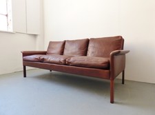 Baxton Studio Masterpieces Mid Century Brown Faux Leather Sofa Ebay Item 1 Danish Brown Leather And Rosewood 3 Seater Sofa By Hans Olsen Mid Century 1960s