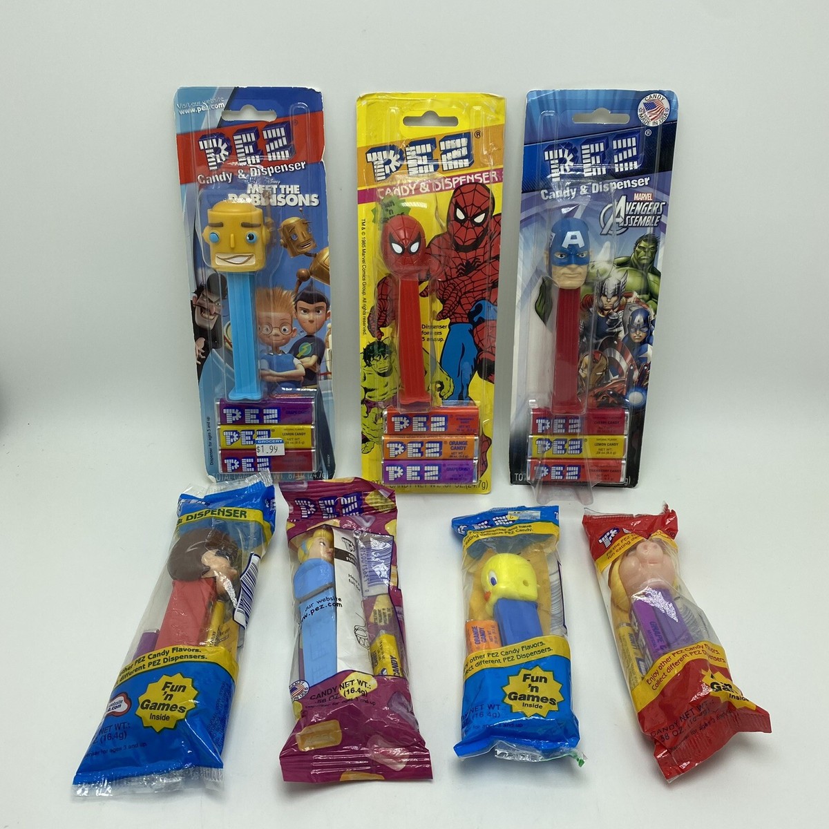 アメコミ OLDPEZ 90'sPEZ Unopened 19packs Mixed Lot of 19 Retro-Vintage PEZ Candy Dispensers Mostly