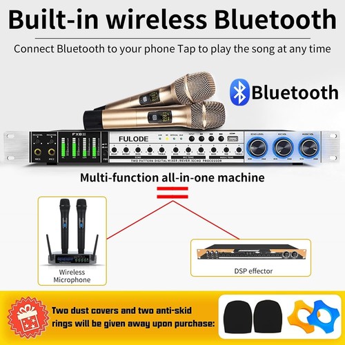 Wireless Microphone System 2 Channel UHF ALL IN ONE MIXER BLUETOOTH KARAOKE PA - Picture 7 of 10