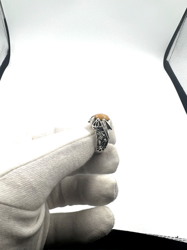 HANDMADE OPAL MEN'S SILVER RING WITH DESIGN ON BOTH SIDES أوبال محفور يدوياً - Picture 14 of 22