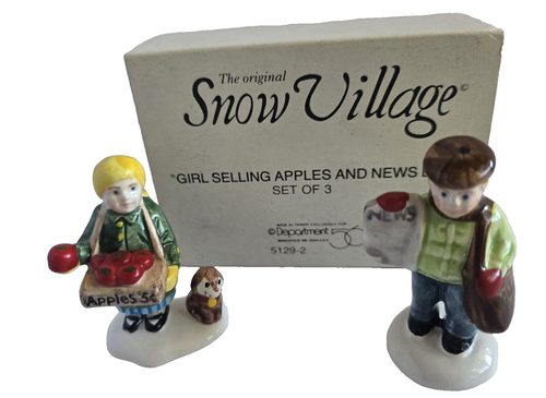 DEPT 56 SNOW VILLAGE GIRL SELLING APPLES AND NEWS BOY IN BOX # 5129-2 - Bild 1 von 18