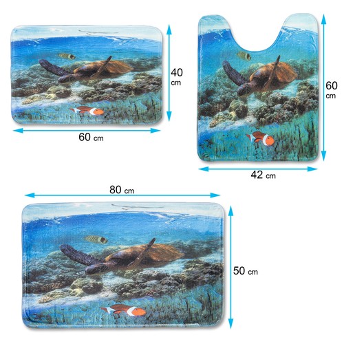 3tlg Badeset Badgarnitur Badteppich Badematte Dusche WC Vorleger Teppich  - Bild 7 von 13