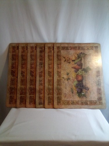 Menge 6 Vintage Pimpernel Kork Unterlegt Tischsets Toskanisches Obst Motiv Muster - Bild 5 von 9