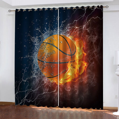 Basketball 3D Print Curtains Thick Thermal Blackout Curtains Eyelet Ring Top AU - Picture 6 of 66