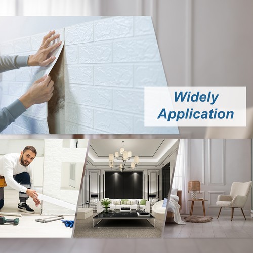 3D Wall Edging Self-Adhesive 89"x3.1" Peel Stick Molding Trim, Black - Picture 6 of 6
