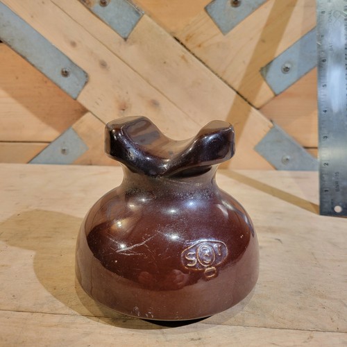 SBT Ceramic Telephone Pole Insulator 4 7/8" Vintage Brown Swanky Barn - Picture 2 of 12