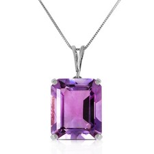 6.5 Carat 14k Solid White Gold Necklace Octagon Purple Amethyst
