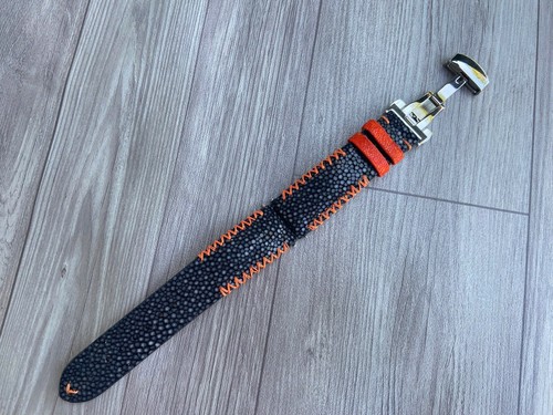 Cinturino orologio pelle nero Stingray, misura 18mm 19mm 20mm 21mm 22mm 24mm 26mm - Foto 10 di 10