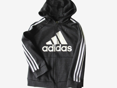 ADIDAS KIDS Gray Full Zip Fleece Hooded Jacket Boys size M (10) - Picture 8 of 10