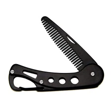 Stainless Steel Folding Beard Comb for Men Mustache Comb Multifunctional Pocket