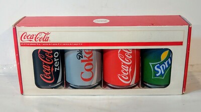 NEW Luminarc Set Of Four 16 Oz. Retro Can Glasses  Coke, Zero,Diet,Sprite