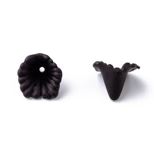 Bead Caps Acrylic Frosted Black Lily Flower 30pcs 12mm x 12mm - Jewellery Crafts - Picture 2 of 3