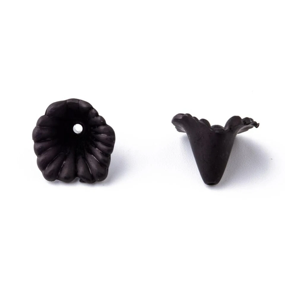 Bead Caps Acrylic Frosted Black Lily Flower 30pcs 12mm x 12mm - Jewellery Crafts - Image 2 of 3