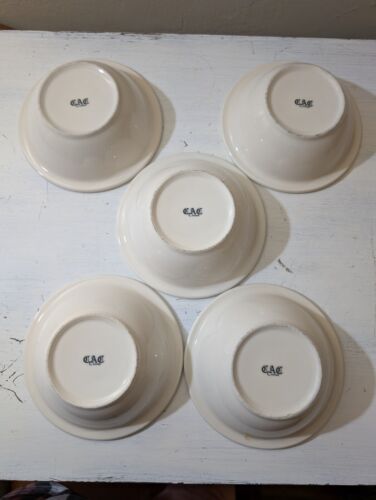 5er Set Vintage CAC China Cremeweiß/Mandel Restaurant Suppenschüsseln 6,5 Zoll - Bild 4 von 9