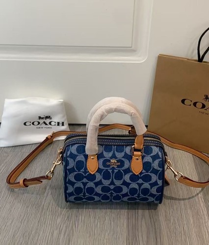 COACH Mini Rowan Crossbody Bag Signature Denim Natural CY742 Outlet NEW - Picture 2 of 10