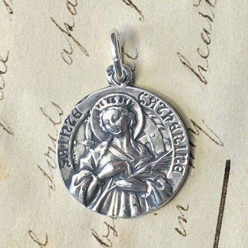 Medaille Katharina von Alexandrien - Sterlingsilber Antik Replik  - Bild 1 von 3