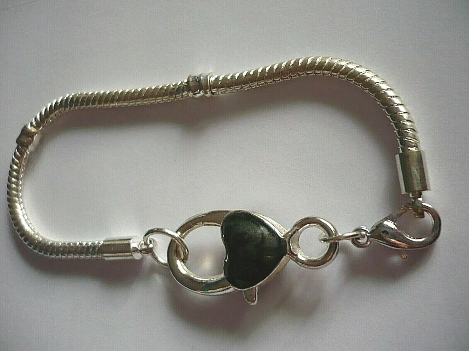 Bead Armband 18 + 20 cm silber schwarz HERZ Emaille Schmuck Adventskalender NEU - Bild 2 von 2