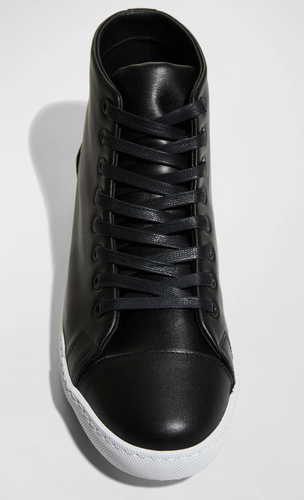 Nuevo en caja Moschino Hombres Negro Maxi Logo Cuero Cordones Zapatillas altas Talla 45/us12 - Imagen 4 de 4