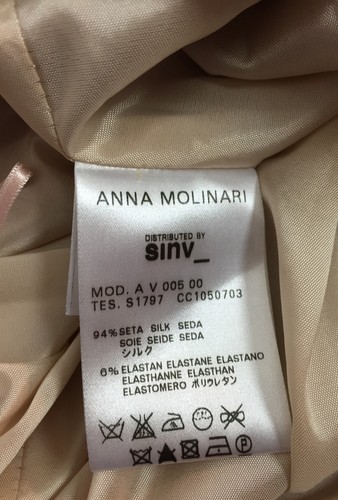 NWT ANNA MOLINARI Silk Nude Pink Ruffle Belted Dress Size 42 Retail $795 - Bild 6 von 7