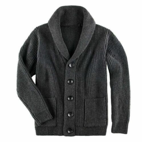 Men's Shawl Collar Cardigan Sweater Cable Knit Button Cotton Sweater Pockets - Bild 10 von 11