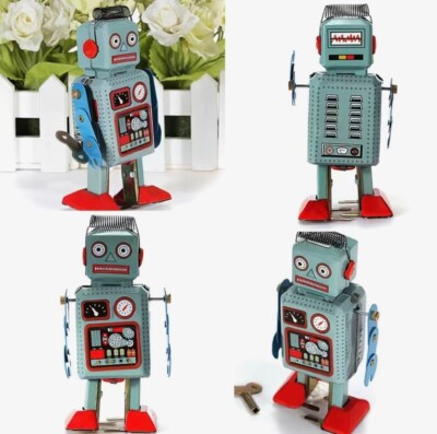 NIB MS294 Tin Toy Wind-Up Retro Robot Tinplate Worker Robot Nostalgic Toy