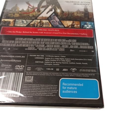Assassin's Creed (DVD 2016) Action Adventure Sci-Fi Templar Historical Secrets - Picture 12 of 12