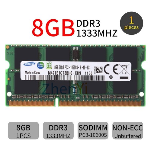 Samsung 8GB 4GB 2G DDR3 1333MHz PC3-10600S 2Rx8 SODIMM CL9 Laptop Memory RAM UK - Picture 8 of 10