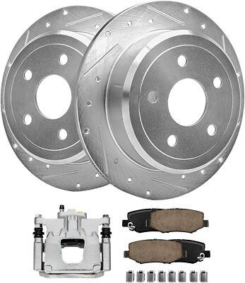Auto-brakemotive Drilled & Slotted Brake Kit – Front/Rear Rotors + Ceramic Pads For 2007-2017 Jeep Wrangler