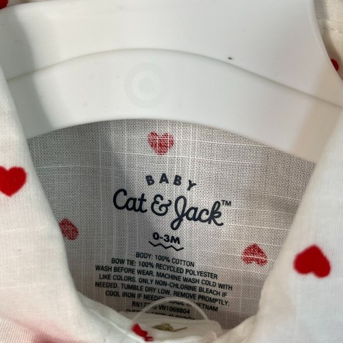 Cat & Jack 0-3M Heart Suspender Jeans Shirt Bow Tie 4Pc Valentine's Day Set - Picture 5 of 13