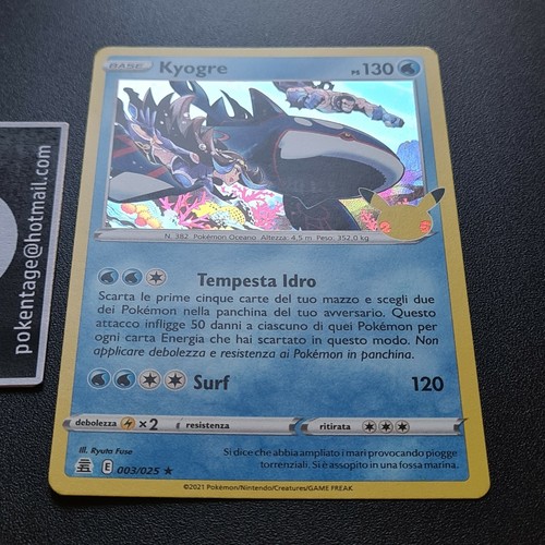 Gran Festa Kyogre 003/025 Pokemon 25 MINT olo ITA Celebration 25th holo TCG Ada - Imagen 3 de 4
