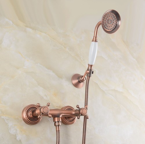 Antique Red Copper Wall Mount Bathroom Hand Held Shower Faucet Mixer Tap mtf256 - Picture 5 of 7