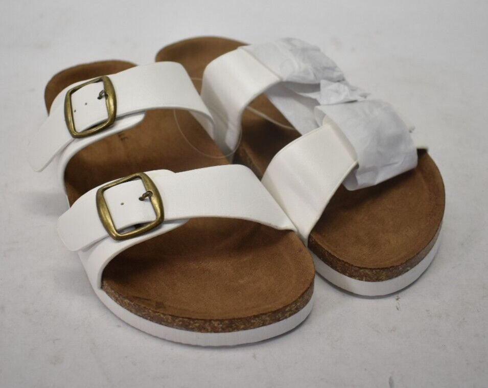 Aeropostale Womens Double Strap Sandals Slides Hook & Loop White Size 6