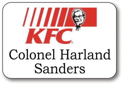 COLONEL SANDERS KFC NAME BADGE & FINGER LICKIN BUTTON HALLOWEEN