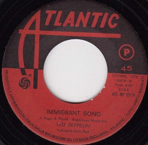 LED ZEPPELIN BRON Y AUR STOMP / IMMIGRANT SONG RARE 1970 RECORD ITALY 7" PS - Bild 4 von 4