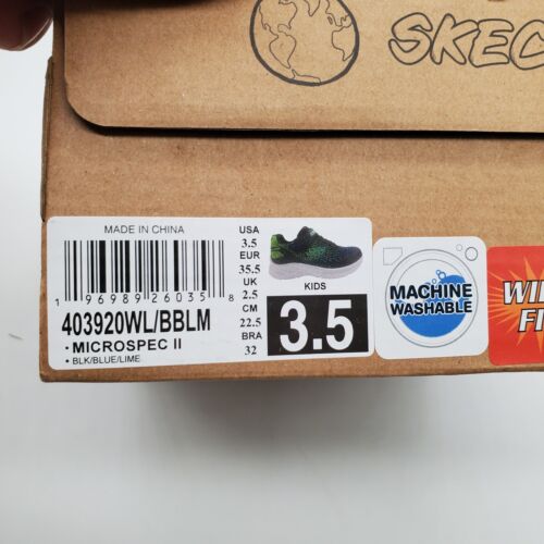 Skechers Little Boy Microspec II Blue/Green Shoes Sneakers Size 3.5 - Picture 7 of 7