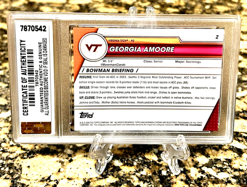 GRADED GEM-MT 10 GEORGIA AMOORE 2023-24 BOWMAN UNIVERSITY CHROME ROOKIE #2 - Bild 4 von 6