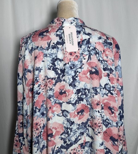 Allison Daley Women Tunic Blouse Shirt Top 3X Button Long Sleeve Watercolor Pink - Picture 9 of 15