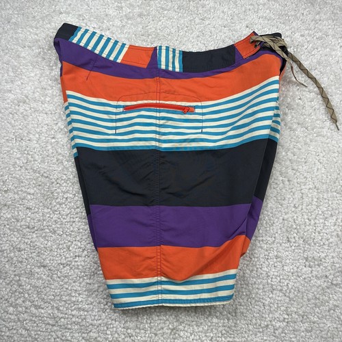 Patagonia Board Shorts Mens 38 Orange Blue Stripes Swimming Trunks Pool Water - Picture 11 of 11