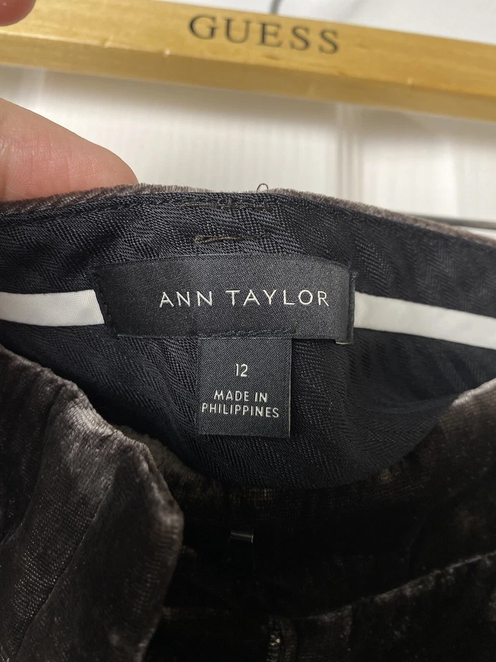 ANN TAYLOR Velvet Smoking Pants In Dark Meteorite Size 12 - Image 3 of 4
