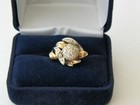 Vntg 14K Yellow & White Gold Flower Design 1/2Tcw Diamond Cocktail Ring 4 3/4