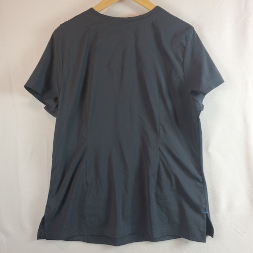 KOI Basics 374 Women's Scrub Top Katie Top Gray Large - Picture 2 of 6