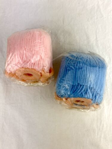 Lot Of 2 Vintage Westrim Crafts 4" Mitzy Doll Head Hands Pink & Blue Yarn Hair - Picture 2 of 6
