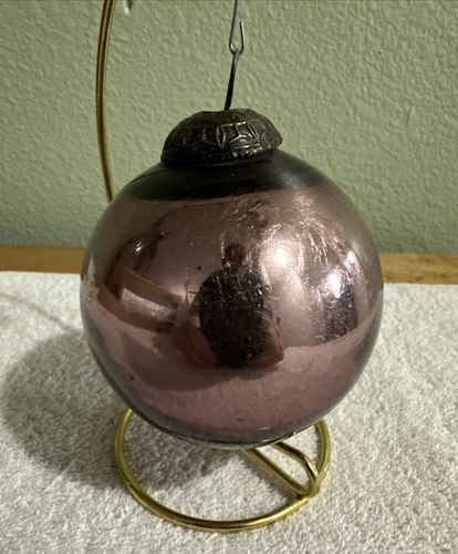 Kugel Midwest Christmas Ornament Round Glass Vintage 3'' Glass Amethyst/pinkish