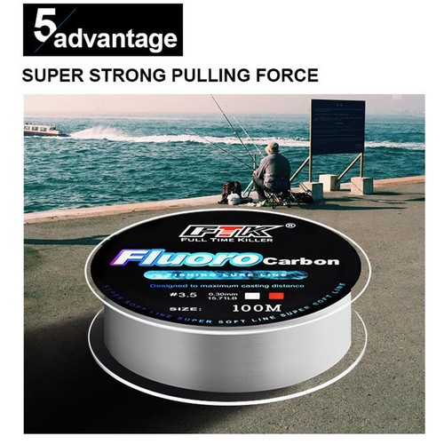 Línea de pesca de fluorocarbono 100M de alta calidad línea suave líder fuerte y suave - Imagen 8 de 27