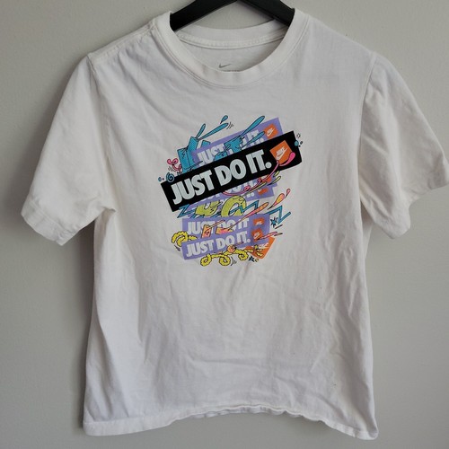 Nike Just Do IT. White Size Boys XL Short Sleeve Shirt - Retro Color Block - Picture 1 of 10