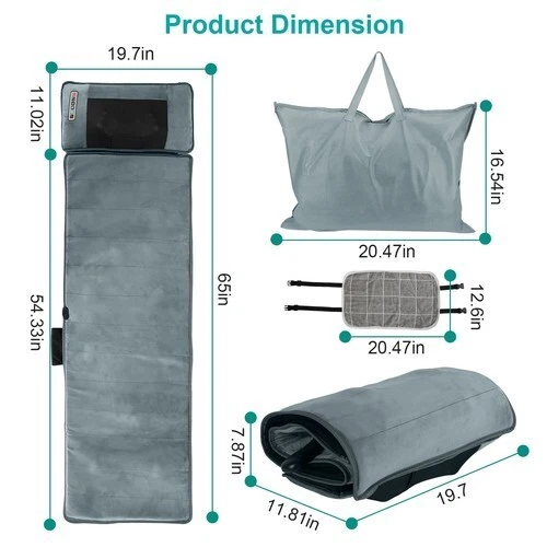 Alfombra de masaje eléctrica de cuerpo completo con almohadilla de masaje de vibración térmica cojín masaje de espalda Foto 4 de 4