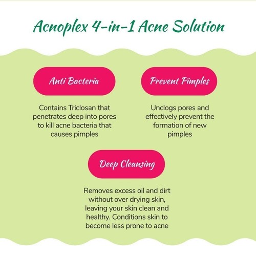 OXY Acne Wash +Triclosan Face Cleanser Anti-Bacterial Pimple Care (3  x 80g) - Picture 7 of 10