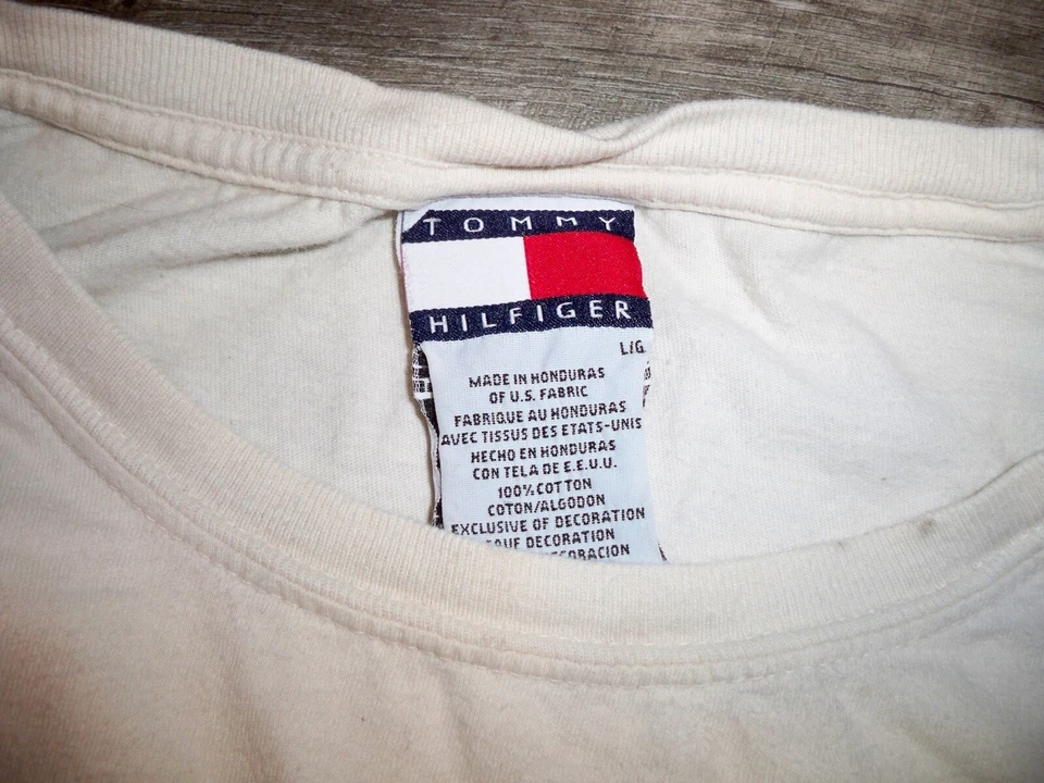 Tommy Hilfiger Est 1985 Blanco 100% Algodón Camiseta Talla Grande Adulto De Colección Foto 4 de 4