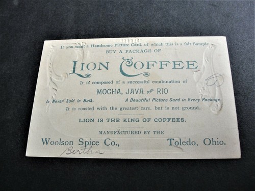 Victorian Ephemera 1800 - Litografiado, barco pequeño - tarjeta comercial - café león. - Imagen 2 de 4
