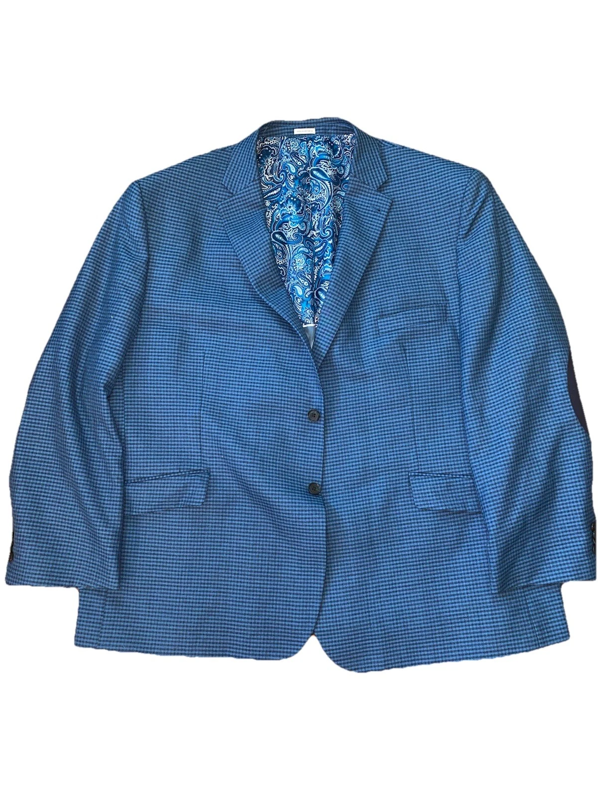 Joseph Abboud Blazer Men's XL Navy Blue Silk Lined Paisley Elbow Patch NICE 🔥